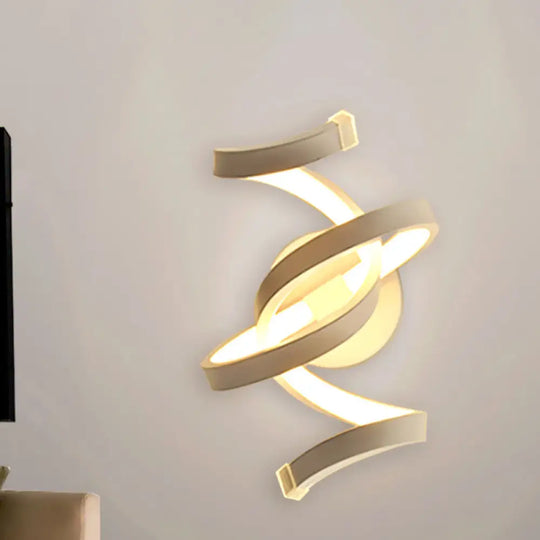 Ivory Ribbon Minimalist Led Wall Light Sconce - Acrylic Mounted Lighting For Bedroom