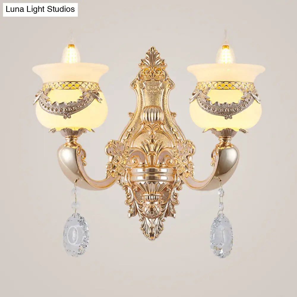 Jade Gold Candle Chandelier With Crystal Accent - Elegant Lighting For Country Living Rooms