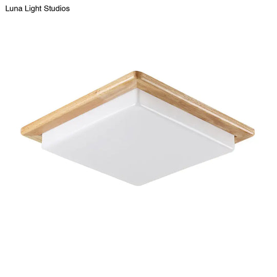 Japanese Acrylic Flush Mount Led Ceiling Light - Wood Finish