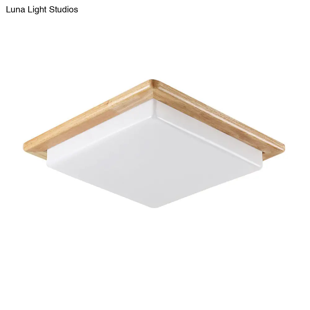 Japanese Acrylic Flush Mount Led Ceiling Light - Wood Finish