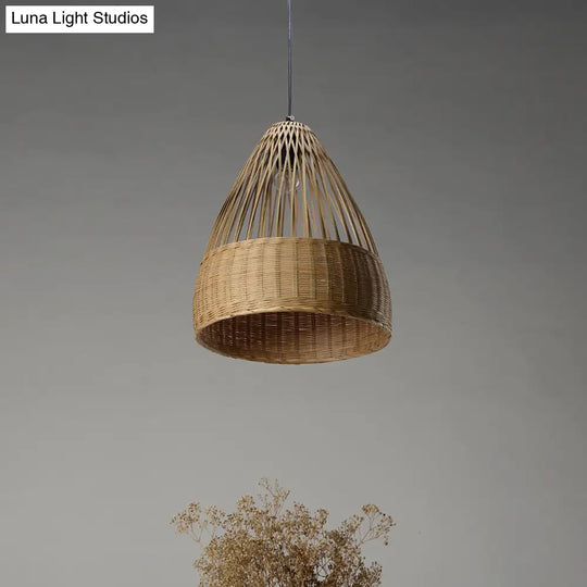 Japanese Bamboo Pendant Lighting - Hand-Woven Flaxen Ceiling Lamp