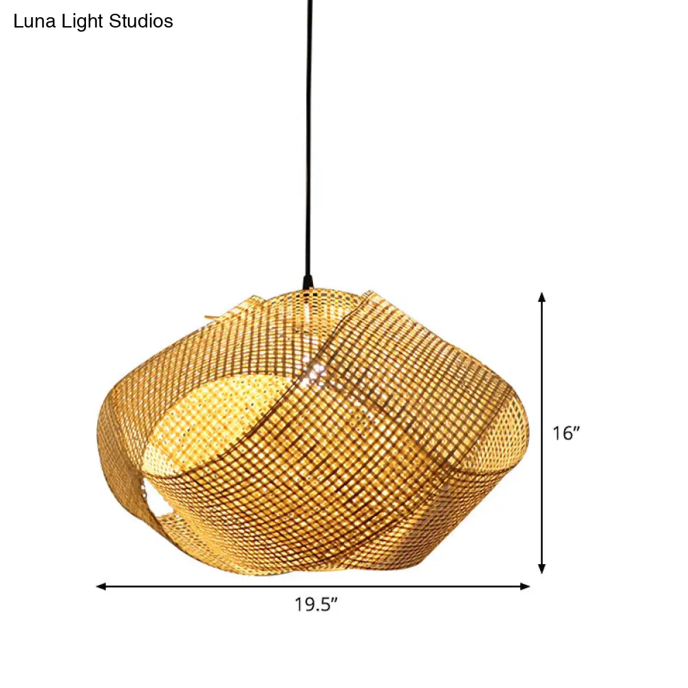 Japanese Bamboo Swirl Down Lighting - Flaxen Ceiling Suspension Lamp