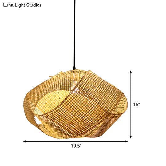 Japanese Bamboo Swirl Down Lighting - Flaxen Ceiling Suspension Lamp