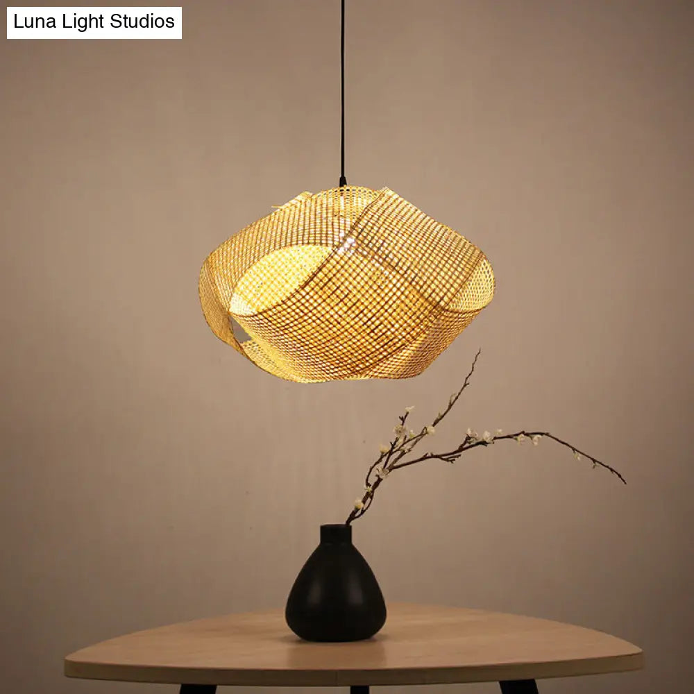 Japanese Bamboo Swirl Down Lighting - Flaxen Ceiling Suspension Lamp