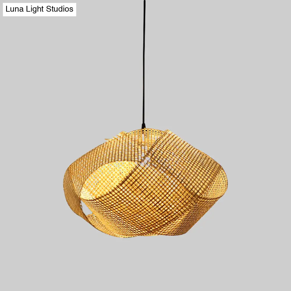 Japanese Bamboo Swirl Down Lighting - Flaxen Ceiling Suspension Lamp