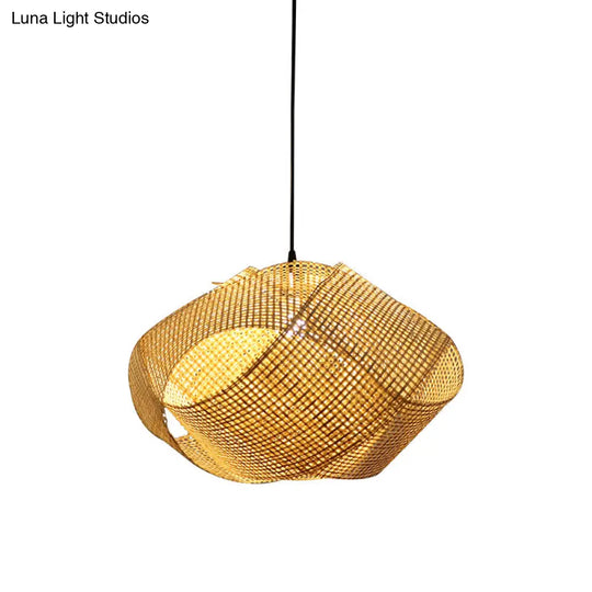 Japanese Bamboo Swirl Down Lighting - Flaxen Ceiling Suspension Lamp