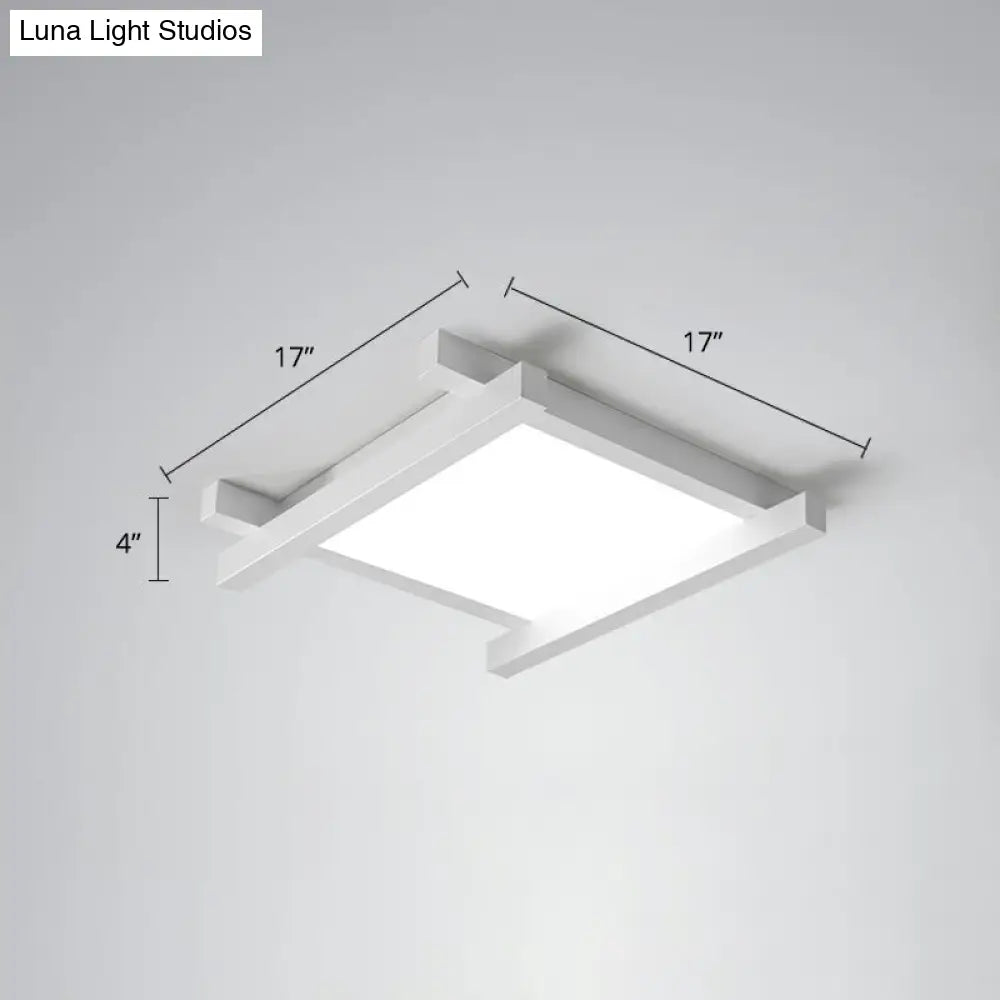 Japanese Checkerboard Acrylic Ceiling Lamp With Led Flush Mount Design For Lounge White / 17