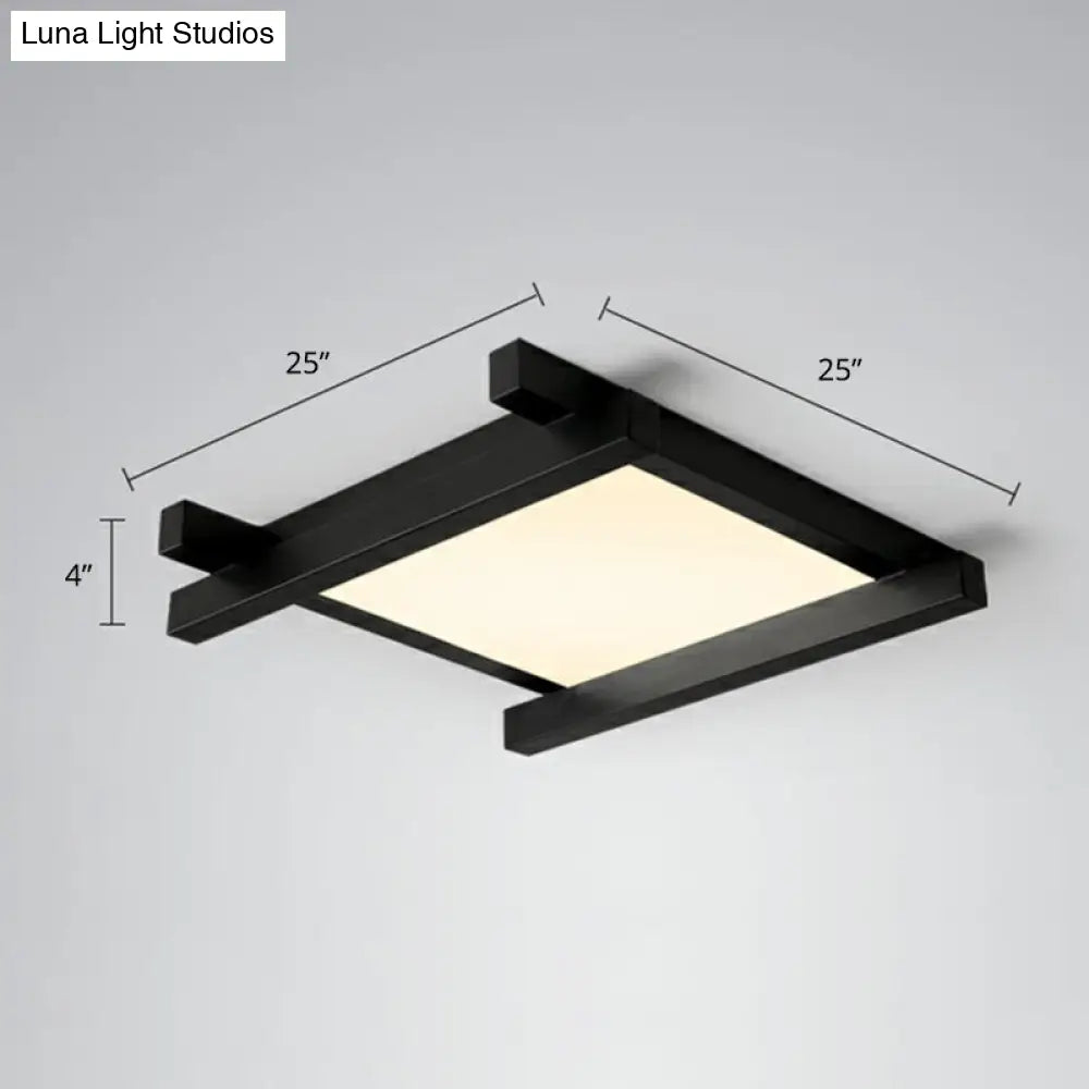 Japanese Checkerboard Acrylic Ceiling Lamp With Led Flush Mount Design For Lounge Black / 25 Remote