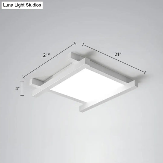 Japanese Checkerboard Acrylic Ceiling Lamp With Led Flush Mount Design For Lounge White / 21