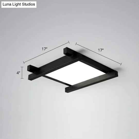 Japanese Checkerboard Acrylic Ceiling Lamp With Led Flush Mount Design For Lounge Black / 17 White