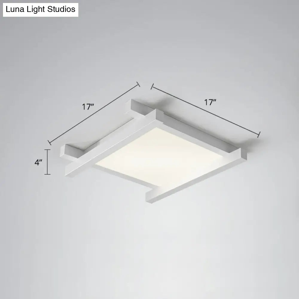 Japanese Checkerboard Acrylic Ceiling Lamp With Led Flush Mount Design For Lounge White / 17 Third