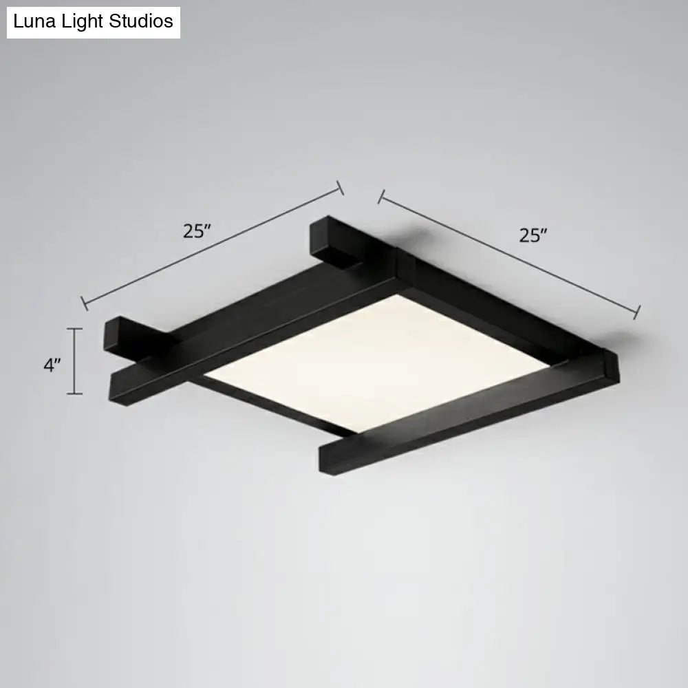 Japanese Checkerboard Acrylic Ceiling Lamp With Led Flush Mount Design For Lounge Black / 25 Third