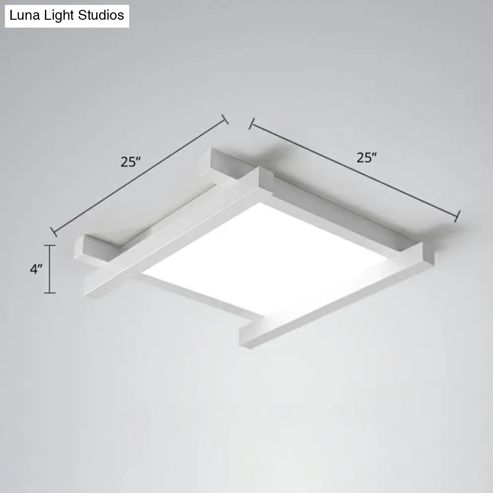 Japanese Checkerboard Acrylic Ceiling Lamp With Led Flush Mount Design For Lounge White / 25