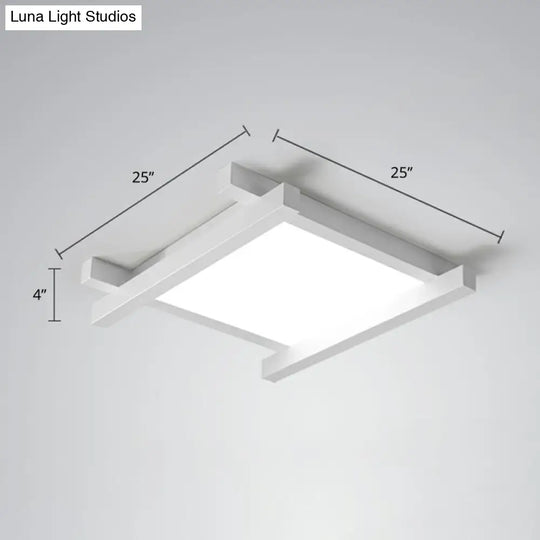 Japanese Checkerboard Acrylic Ceiling Lamp With Led Flush Mount Design For Lounge White / 25