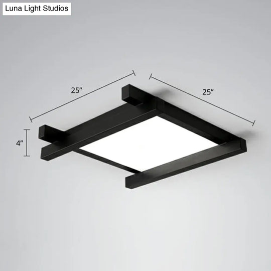 Japanese Checkerboard Acrylic Ceiling Lamp With Led Flush Mount Design For Lounge Black / 25 White