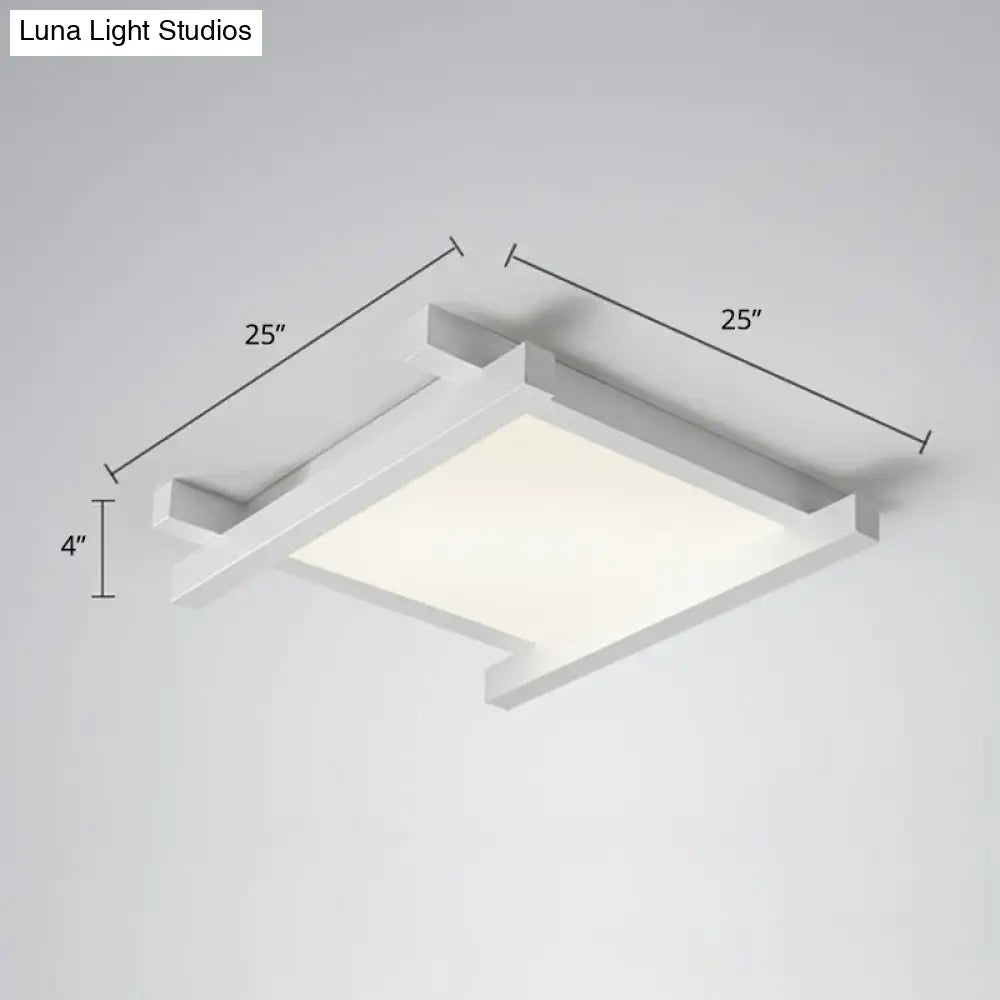 Japanese Checkerboard Acrylic Ceiling Lamp With Led Flush Mount Design For Lounge White / 25 Third