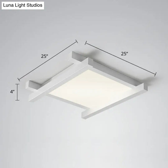 Japanese Checkerboard Acrylic Ceiling Lamp With Led Flush Mount Design For Lounge White / 25 Third