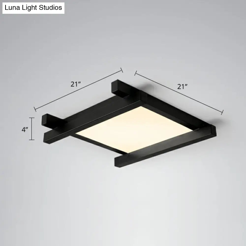 Japanese Checkerboard Acrylic Ceiling Lamp With Led Flush Mount Design For Lounge Black / 21 Remote