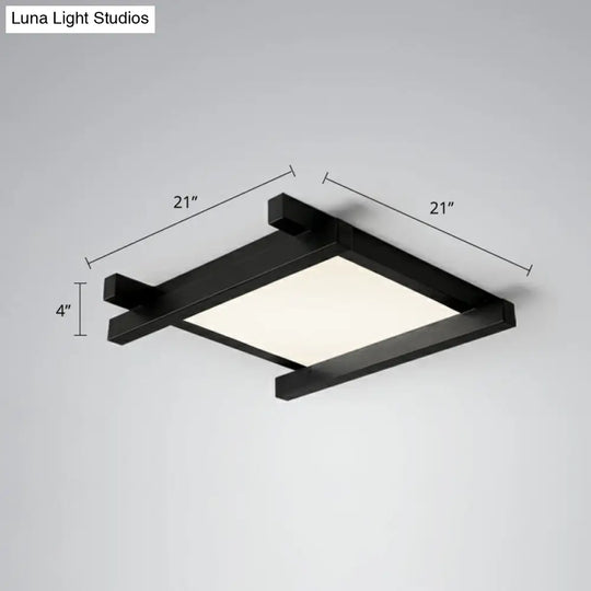 Japanese Checkerboard Acrylic Ceiling Lamp With Led Flush Mount Design For Lounge Black / 21 Third