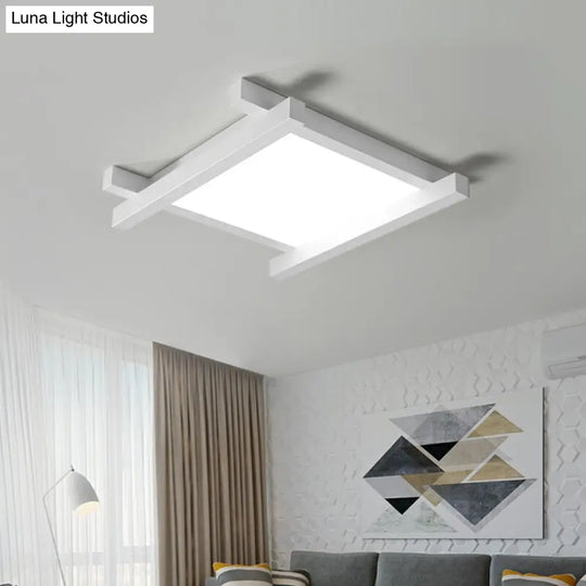 Japanese Checkerboard Acrylic Ceiling Lamp With Led Flush Mount Design For Lounge