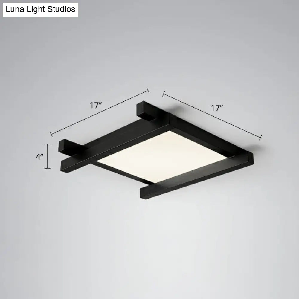 Japanese Checkerboard Acrylic Ceiling Lamp With Led Flush Mount Design For Lounge Black / 17 Third