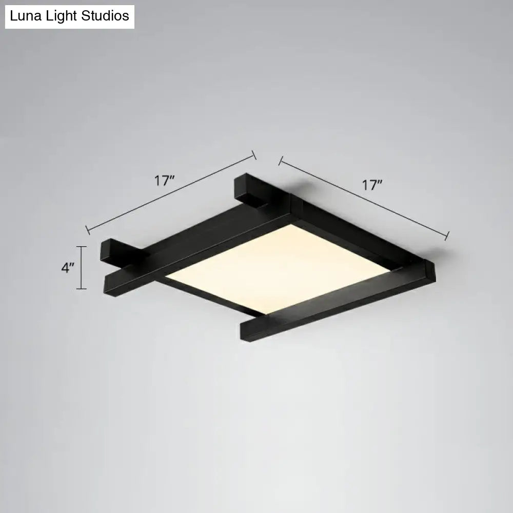 Japanese Checkerboard Acrylic Ceiling Lamp With Led Flush Mount Design For Lounge Black / 17 Remote