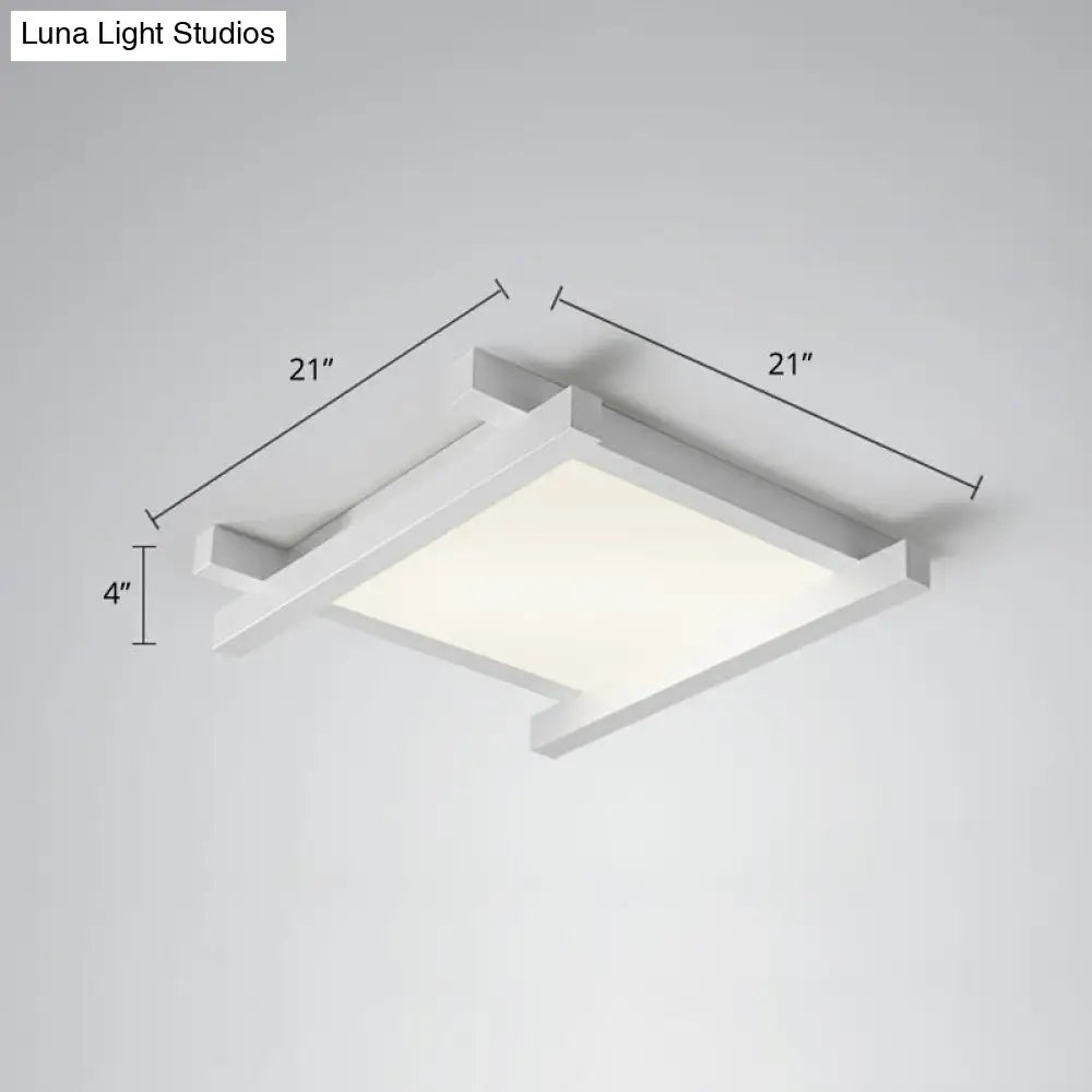 Japanese Checkerboard Acrylic Ceiling Lamp With Led Flush Mount Design For Lounge White / 21 Third