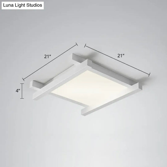 Japanese Checkerboard Acrylic Ceiling Lamp With Led Flush Mount Design For Lounge White / 21 Third