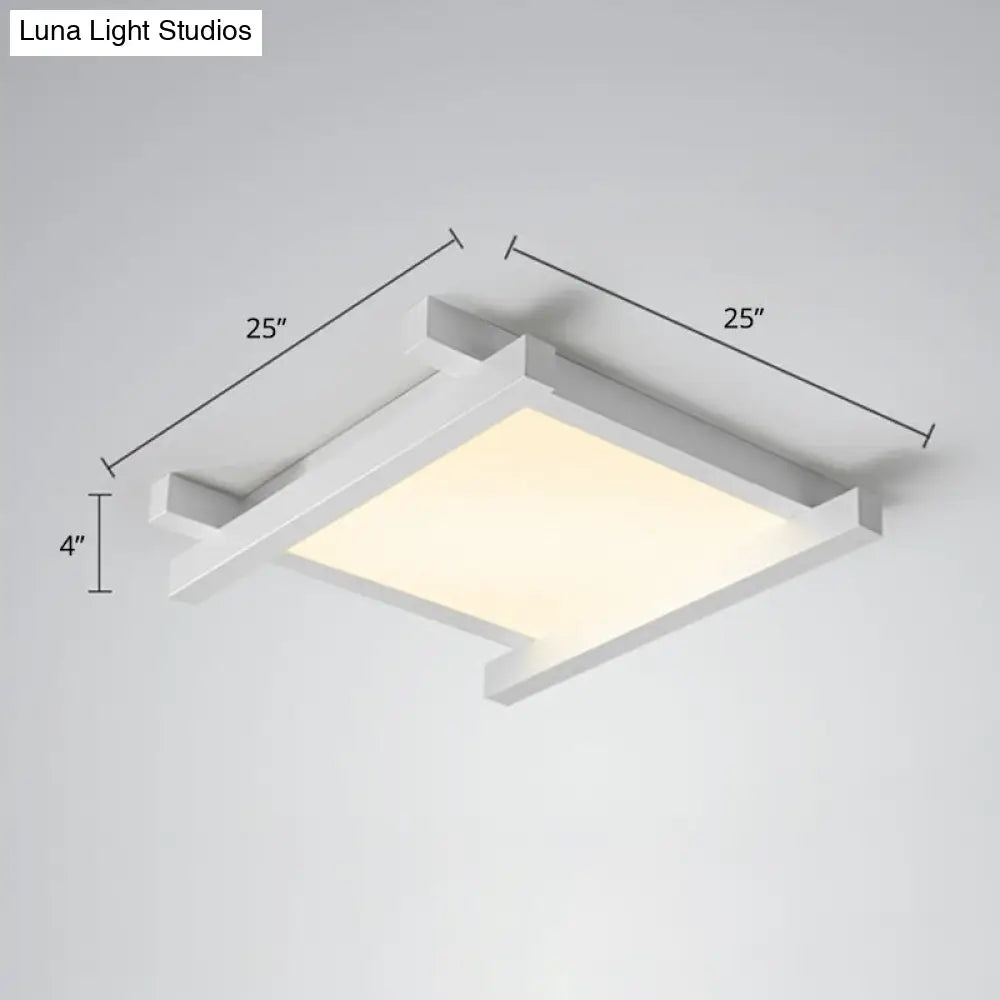 Japanese Checkerboard Acrylic Ceiling Lamp With Led Flush Mount Design For Lounge White / 25 Remote