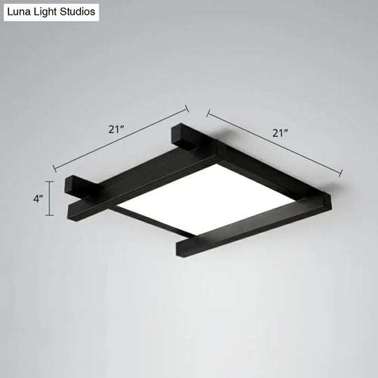 Japanese Checkerboard Acrylic Ceiling Lamp With Led Flush Mount Design For Lounge Black / 21 White