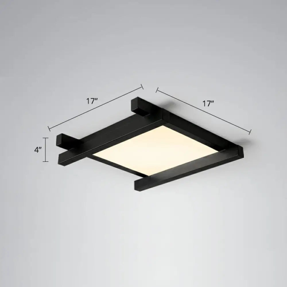 Japanese Checkerboard Acrylic Ceiling Lamp With Led Flush Mount Design For Lounge Black / 17’