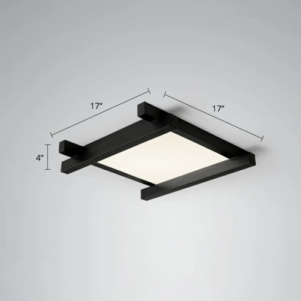 Japanese Checkerboard Acrylic Ceiling Lamp With Led Flush Mount Design For Lounge Black / 17’