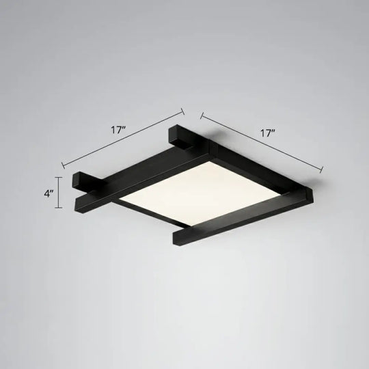 Japanese Checkerboard Acrylic Ceiling Lamp With Led Flush Mount Design For Lounge Black / 17’