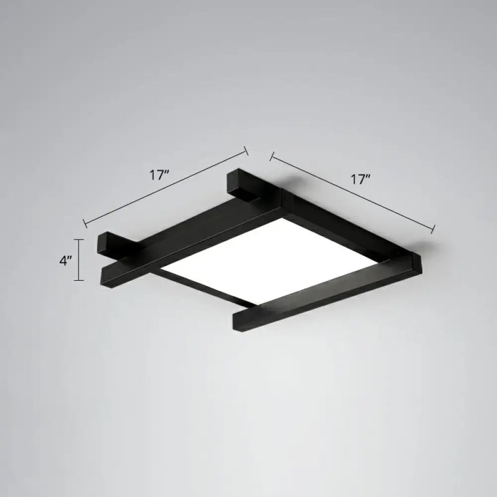 Japanese Checkerboard Acrylic Ceiling Lamp With Led Flush Mount Design For Lounge Black / 17’ White