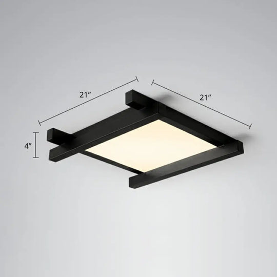 Japanese Checkerboard Acrylic Ceiling Lamp With Led Flush Mount Design For Lounge Black / 21’