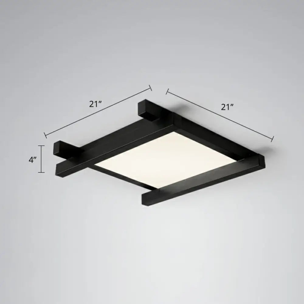 Japanese Checkerboard Acrylic Ceiling Lamp With Led Flush Mount Design For Lounge Black / 21’