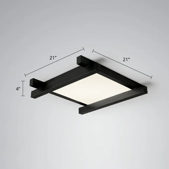 Japanese Checkerboard Acrylic Ceiling Lamp With Led Flush Mount Design For Lounge Black / 21’