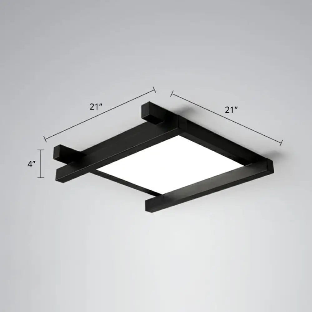 Japanese Checkerboard Acrylic Ceiling Lamp With Led Flush Mount Design For Lounge Black / 21’ White