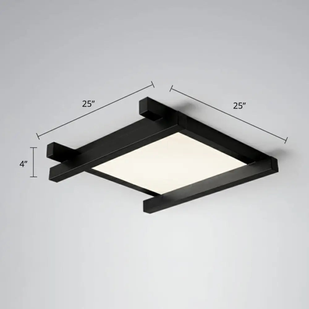 Japanese Checkerboard Acrylic Ceiling Lamp With Led Flush Mount Design For Lounge Black / 25’