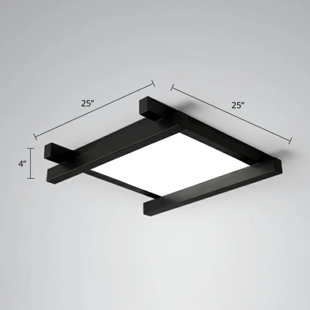 Japanese Checkerboard Acrylic Ceiling Lamp With Led Flush Mount Design For Lounge Black / 25’ White