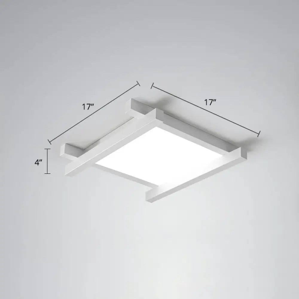 Japanese Checkerboard Acrylic Ceiling Lamp With Led Flush Mount Design For Lounge White / 17’