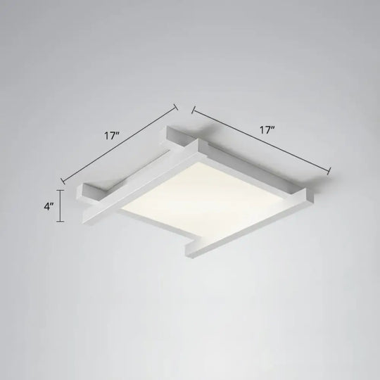 Japanese Checkerboard Acrylic Ceiling Lamp With Led Flush Mount Design For Lounge White / 17’