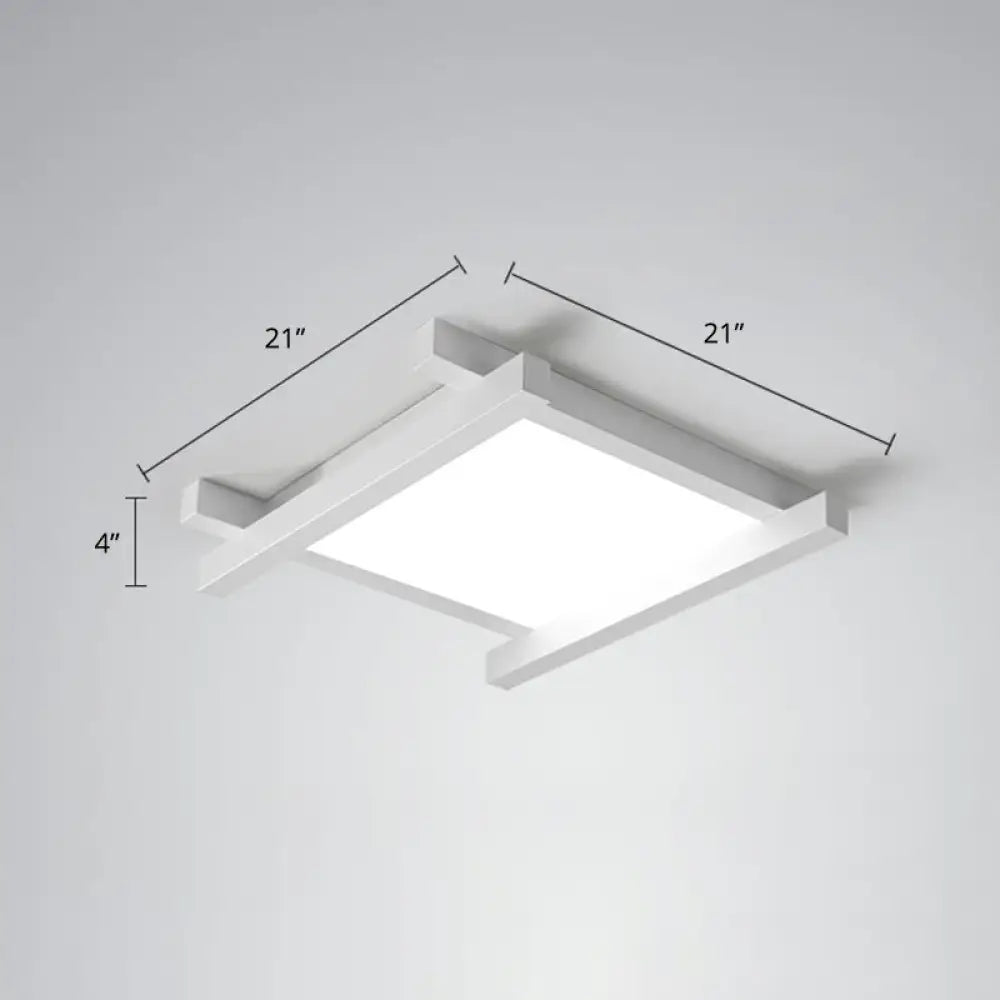 Japanese Checkerboard Acrylic Ceiling Lamp With Led Flush Mount Design For Lounge White / 21’