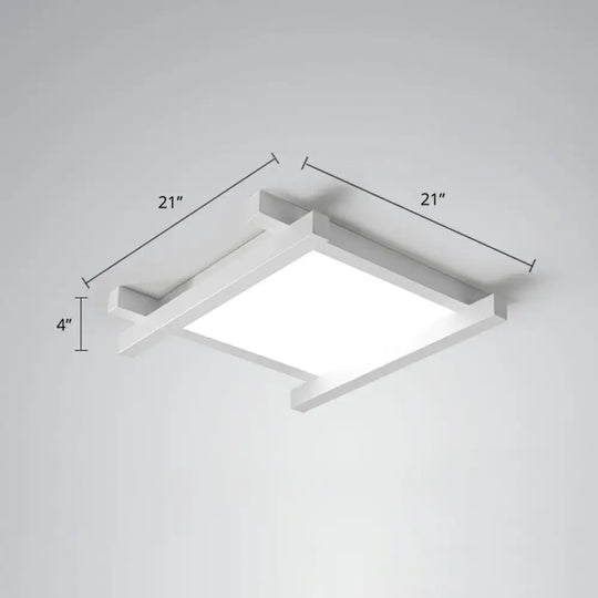 Japanese Checkerboard Acrylic Ceiling Lamp With Led Flush Mount Design For Lounge White / 21’