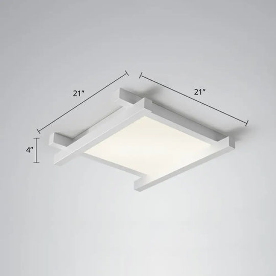 Japanese Checkerboard Acrylic Ceiling Lamp With Led Flush Mount Design For Lounge White / 21’