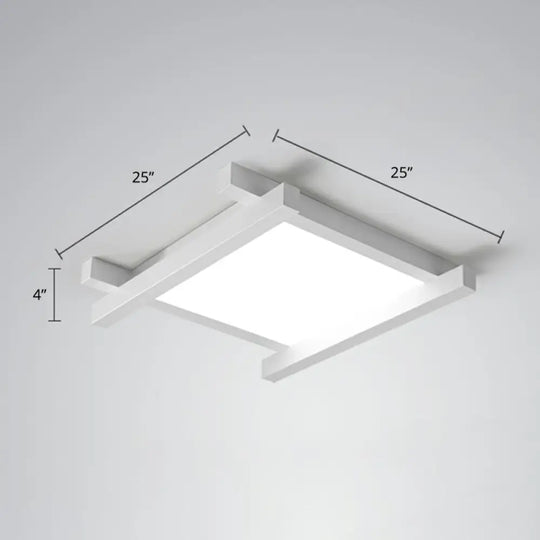 Japanese Checkerboard Acrylic Ceiling Lamp With Led Flush Mount Design For Lounge White / 25’