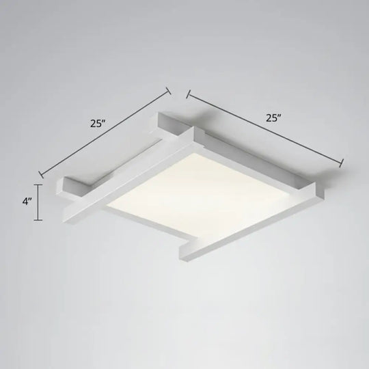 Japanese Checkerboard Acrylic Ceiling Lamp With Led Flush Mount Design For Lounge White / 25’