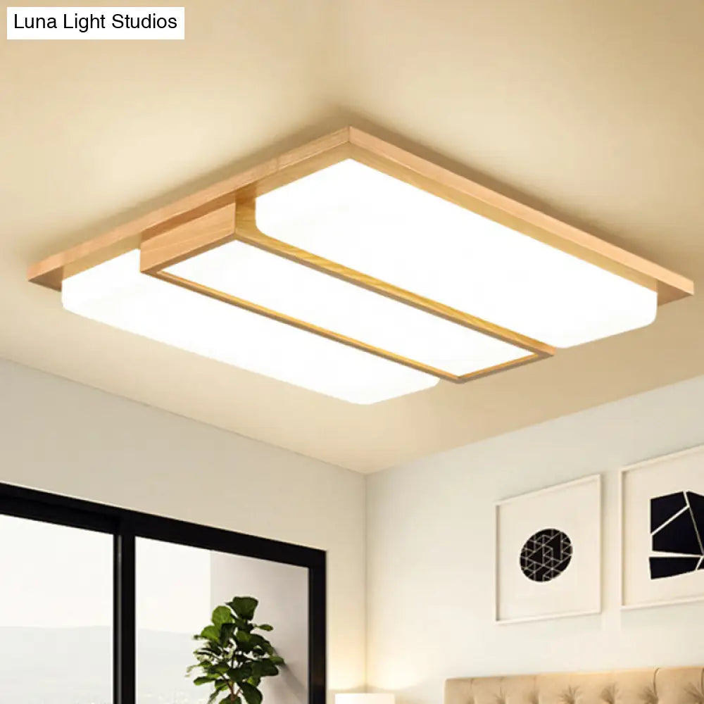 Japanese Led Wood Flush Ceiling Light For Living Room