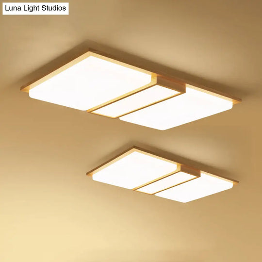 Japanese Led Wood Flush Ceiling Light For Living Room