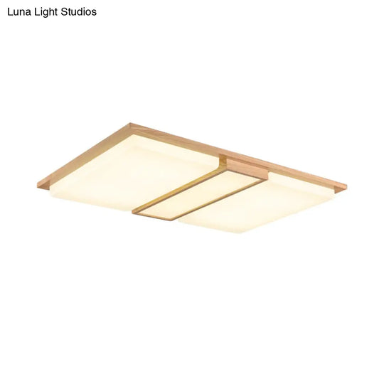 Japanese Led Wood Flush Ceiling Light For Living Room